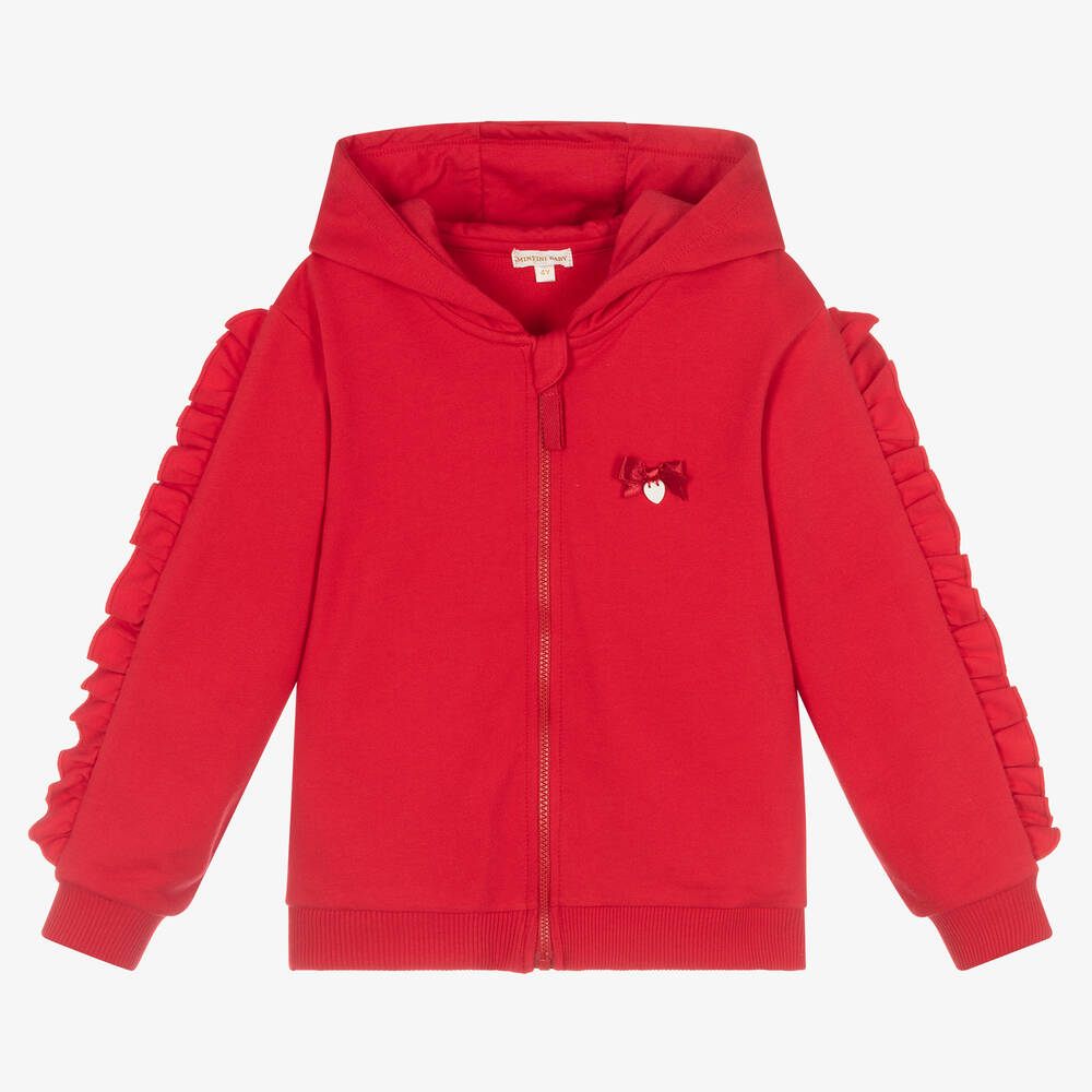 Girls Red Zip Up Hoodie
