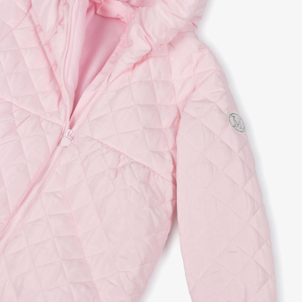 Mintini Baby-Girls Silky Pink Quilted Coat | Childrensalon Outlet