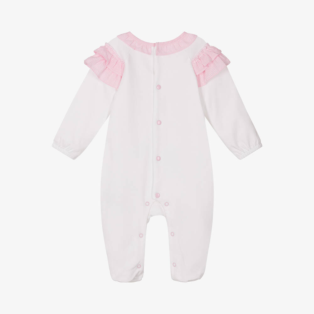 Mintini Baby-Girls White Cotton Babygrow | Childrensalon Outlet