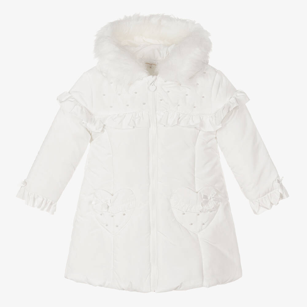 Mintini Baby - Girls White Padded Coat | Childrensalon
