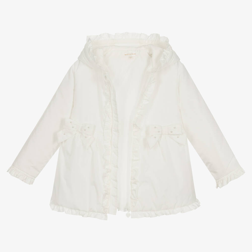Mintini Baby-Girls White Padded Hooded Coat | Childrensalon Outlet