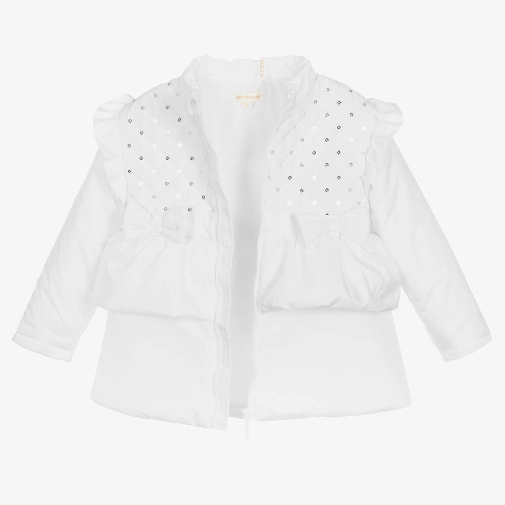 Mintini Baby-Girls White Padded Hooded Coat | Childrensalon Outlet