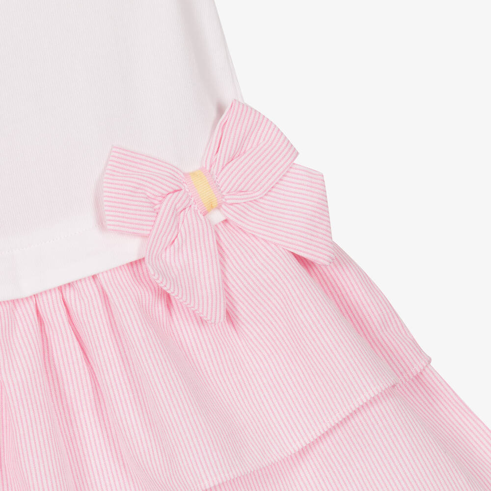 Mintini Baby-Girls White & Pink Stripe Cotton Dress | Childrensalon Outlet