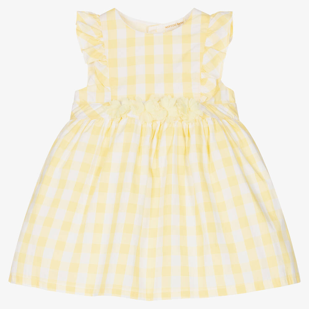 Mintini Baby - Girls  Yellow Cotton Gingham Dress | Childrensalon