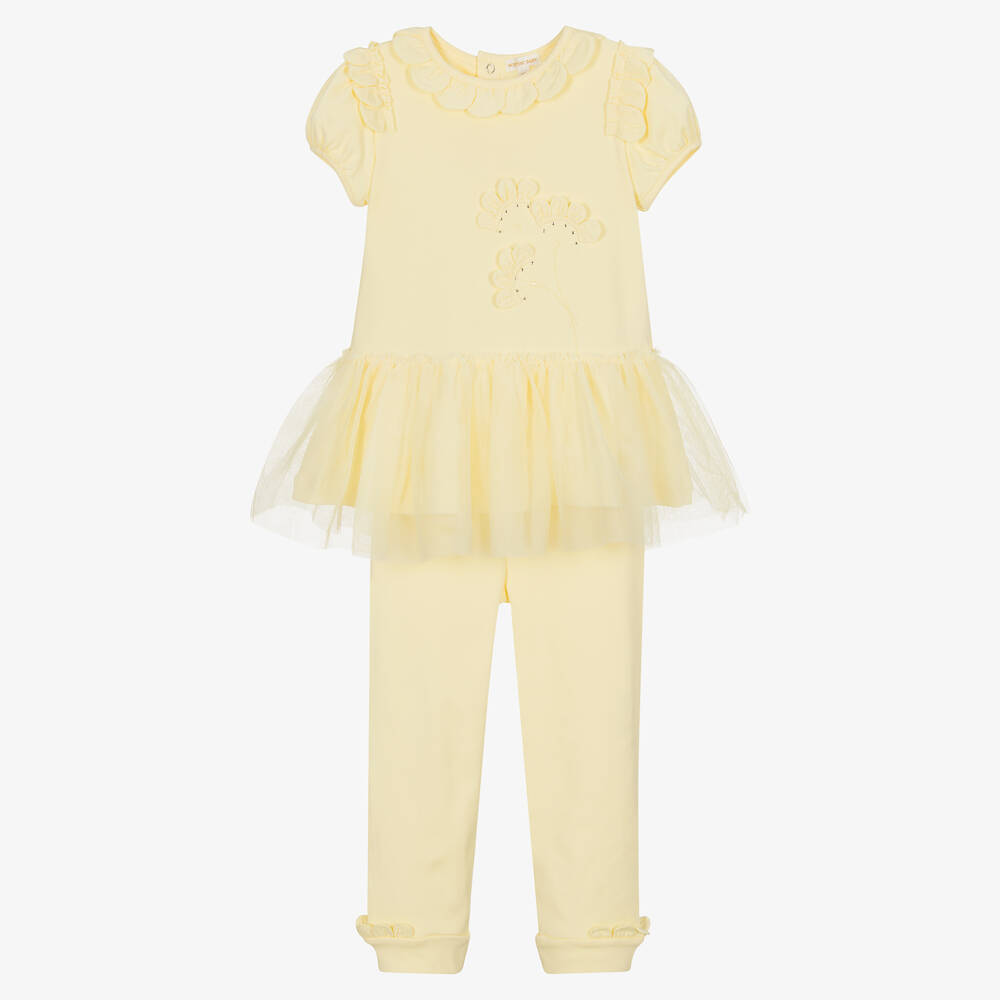 Mintini Baby - Girls Yellow Cotton Leggings Set | Childrensalon