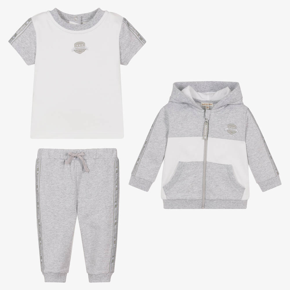 Mintini Baby-Grey 3 Piece Baby Tracksuit  | Childrensalon Outlet