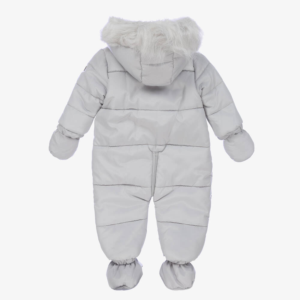 Mintini Baby-Grey Padded Baby Snowsuit | Childrensalon Outlet