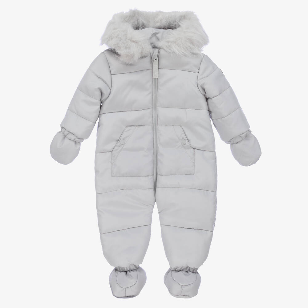 Mintini Baby - Grey Padded Baby Snowsuit | Childrensalon