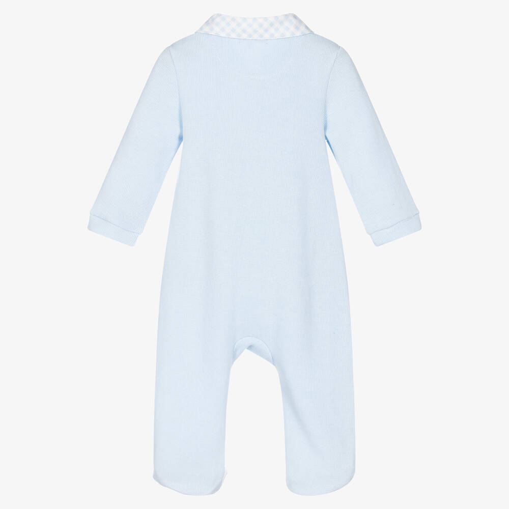 Mintini Baby-Pale Blue Cotton Babygrow | Childrensalon Outlet