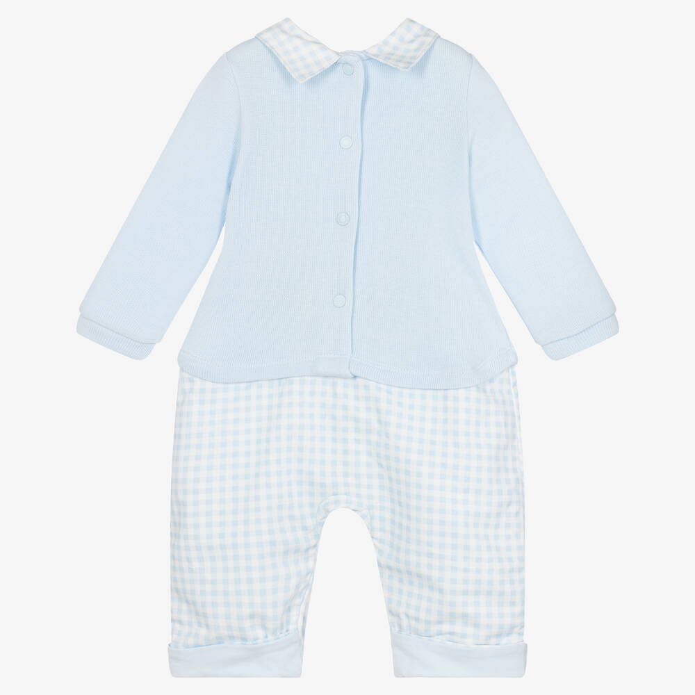 Mintini Baby-Pale Blue Cotton Romper | Childrensalon Outlet