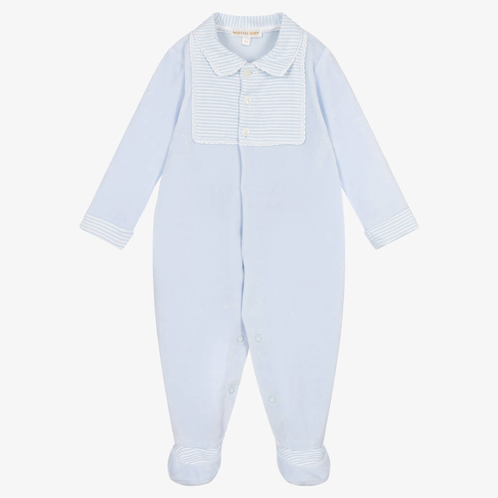 Blue cheap velour babygrow