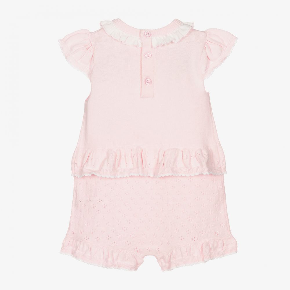 مينتيني بيبي-Pink Cotton Knit Baby Shortie | Childrensalon Outlet