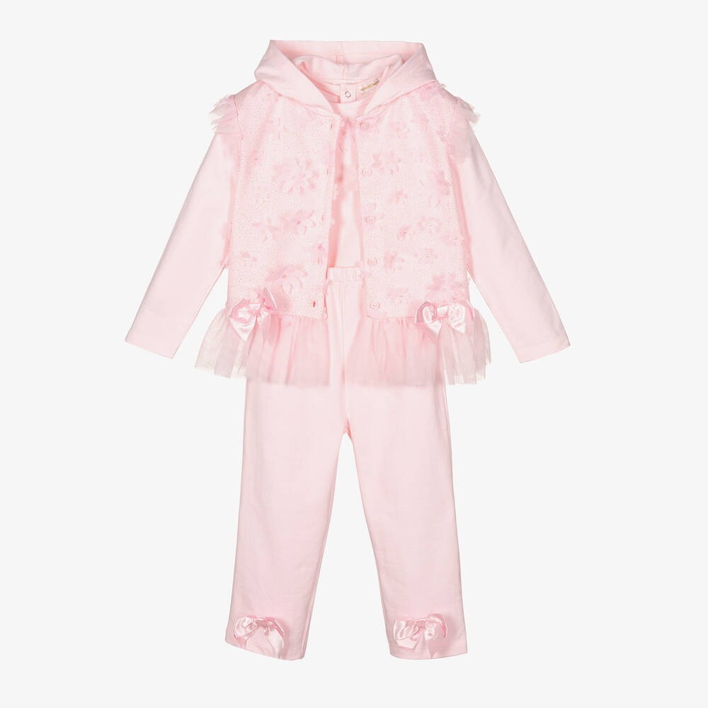 Mintini Baby - Pink Cotton Tracksuit Set | Childrensalon