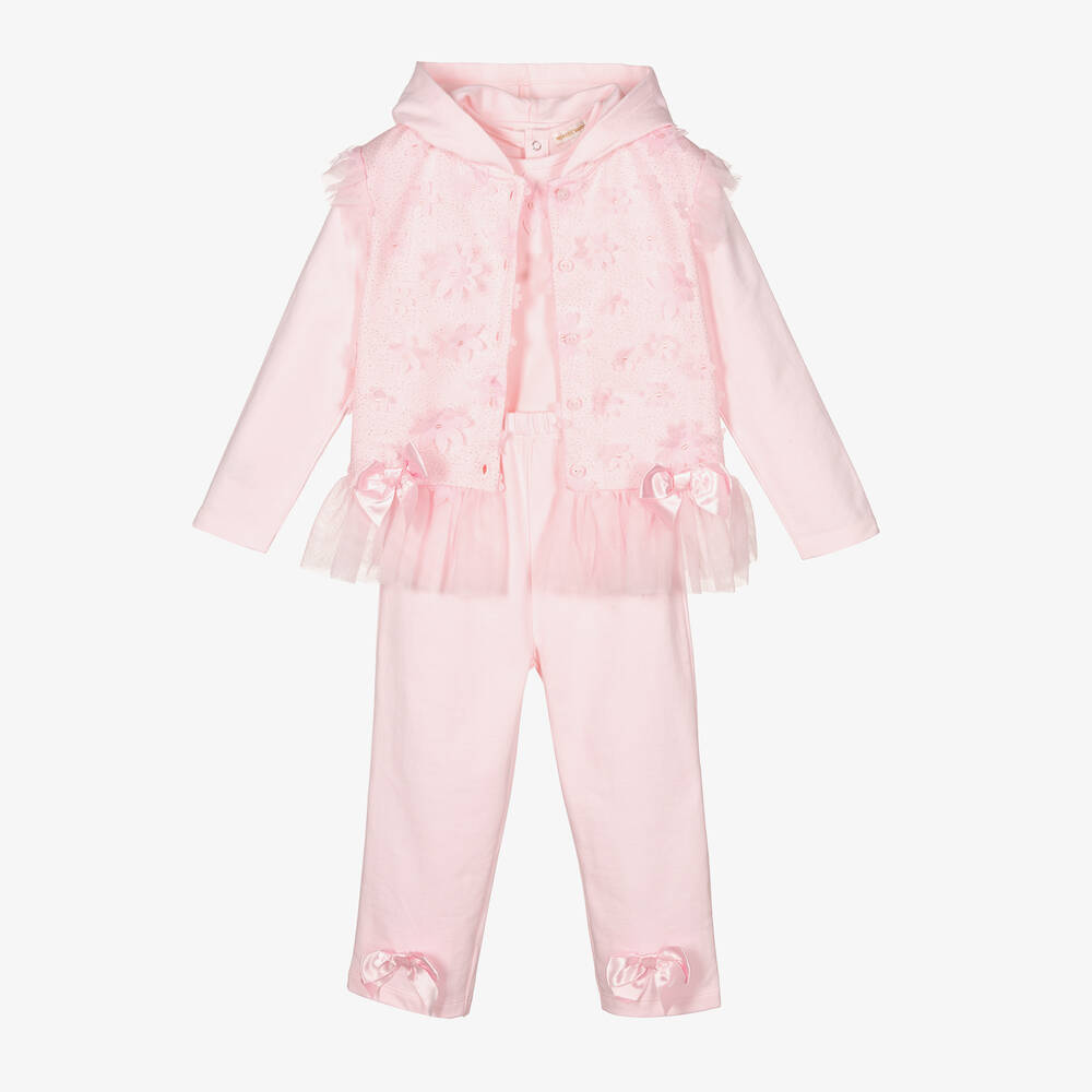 Mintini Baby-Pink Cotton Tracksuit Set | Childrensalon Outlet