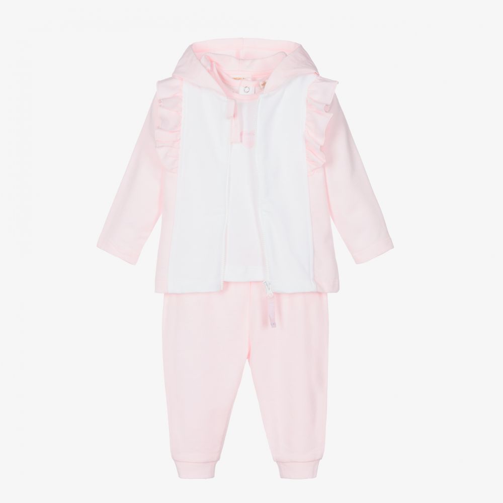 Mintini Baby - Pink & White Tracksuit Set | Childrensalon