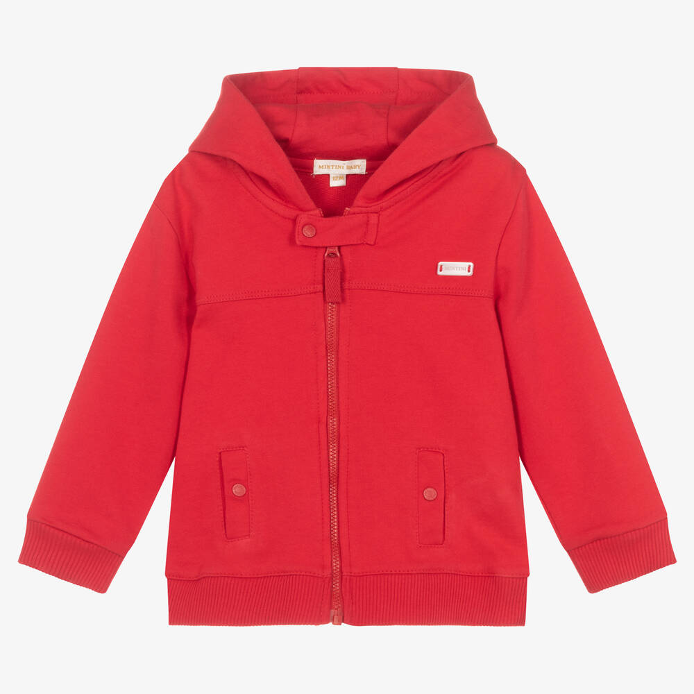 Mintini Baby - Red Cotton Jersey Baby Jacket | Childrensalon