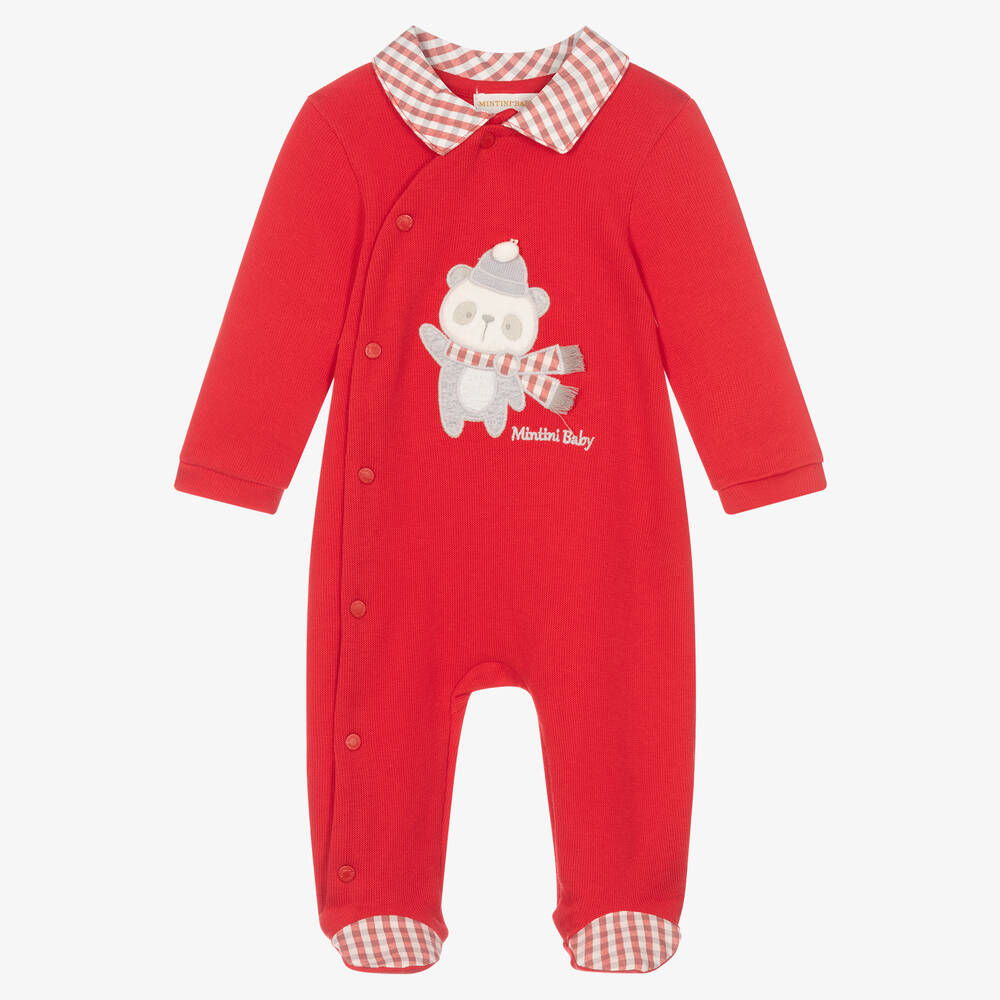 Mintini Baby - Red Cotton Jersey Babygrow | Childrensalon