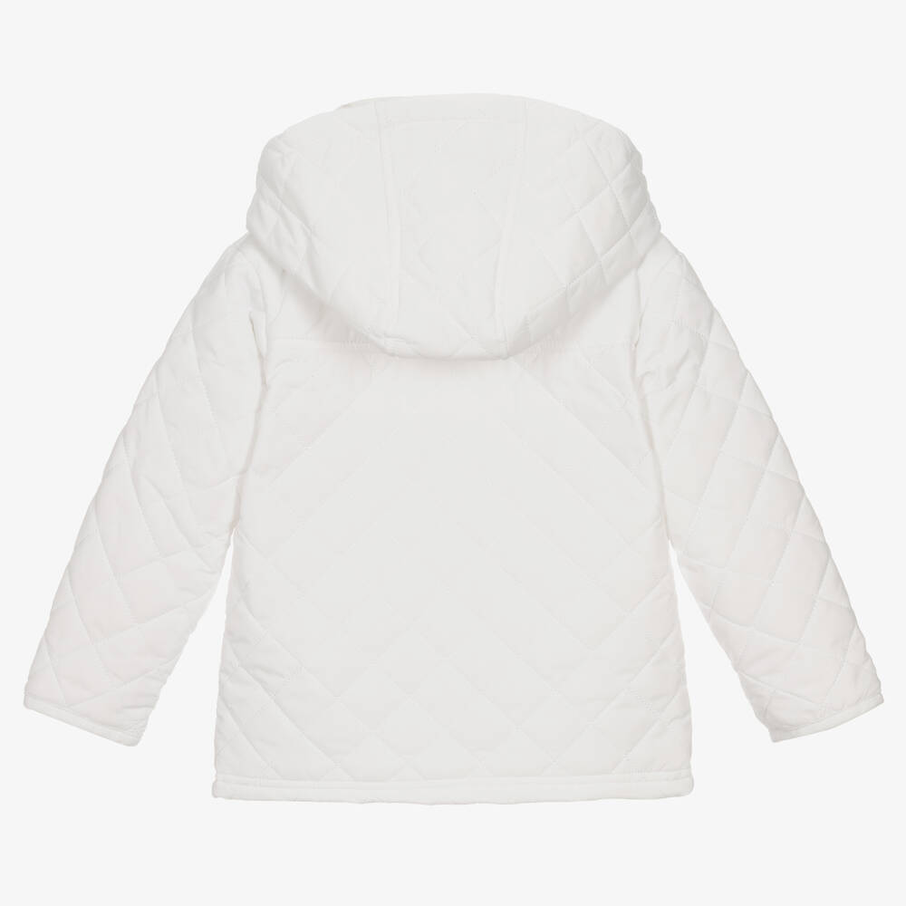 Mintini Baby-White Quilted Hooded Jacket | Childrensalon Outlet