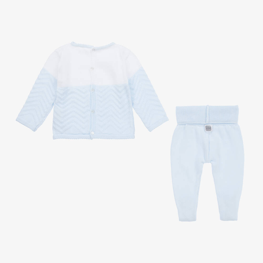 Minutus-Blue Cotton Knit 2 Piece Babygrow | Childrensalon Outlet