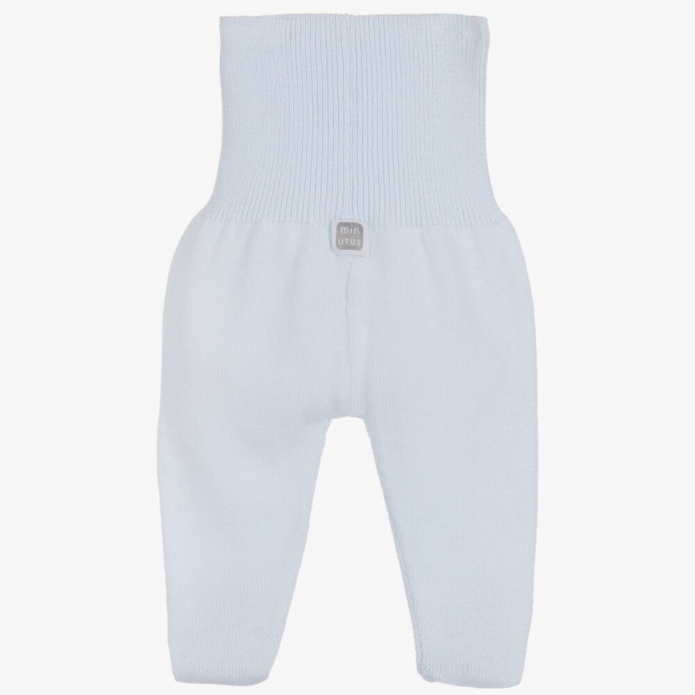 Minutus-Blue Cotton Knit Baby Trousers | Childrensalon Outlet