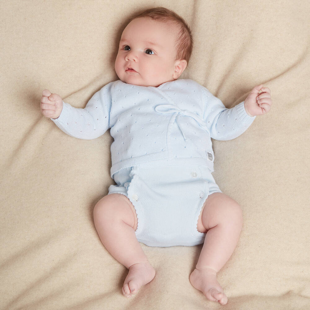 Minutus-Blue Knitted Baby Cardigan | Childrensalon Outlet