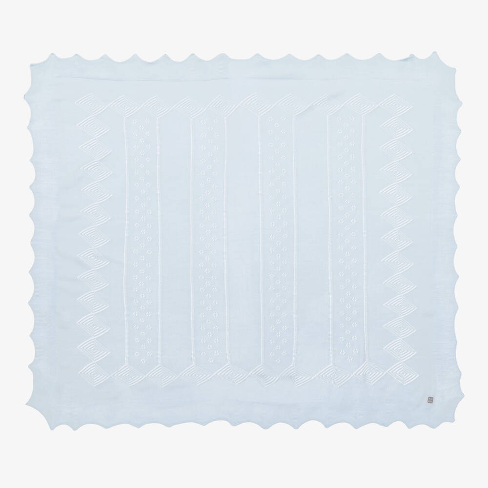 Minutus- Blue Knitted Baby Shawl (105cm) | Childrensalon Outlet