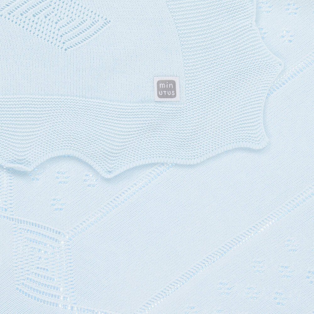 Minutus- Blue Knitted Baby Shawl (105cm) | Childrensalon Outlet