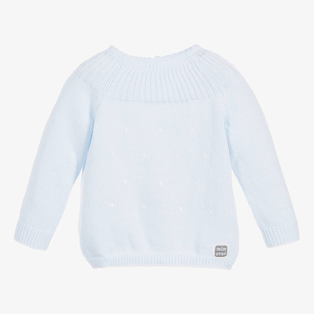 Minutus - Blue Knitted Baby Sweater  | Childrensalon