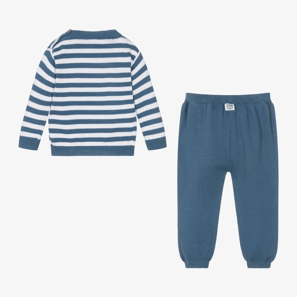 Minutus-Blue Stripe Knit Baby Set | Childrensalon Outlet