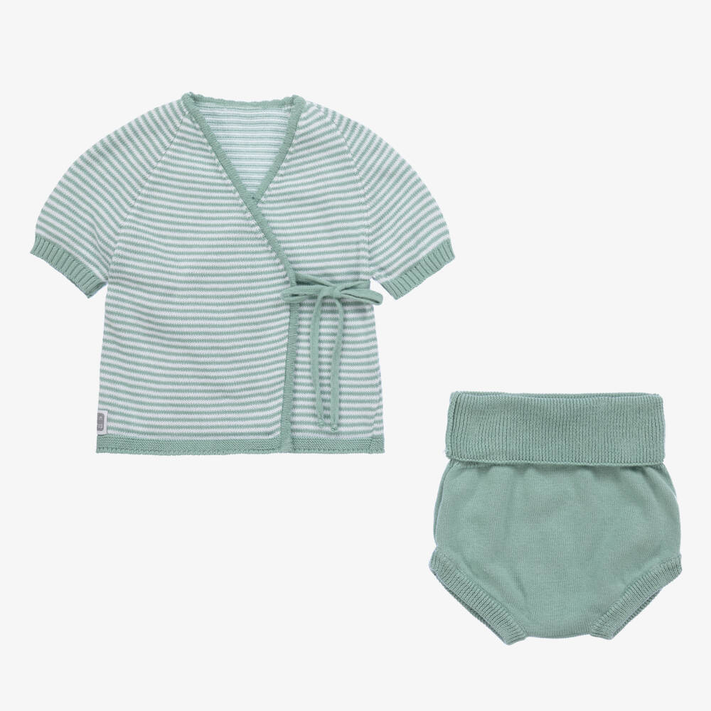 Minutus-Green Cotton Baby Shorts Set | Childrensalon Outlet