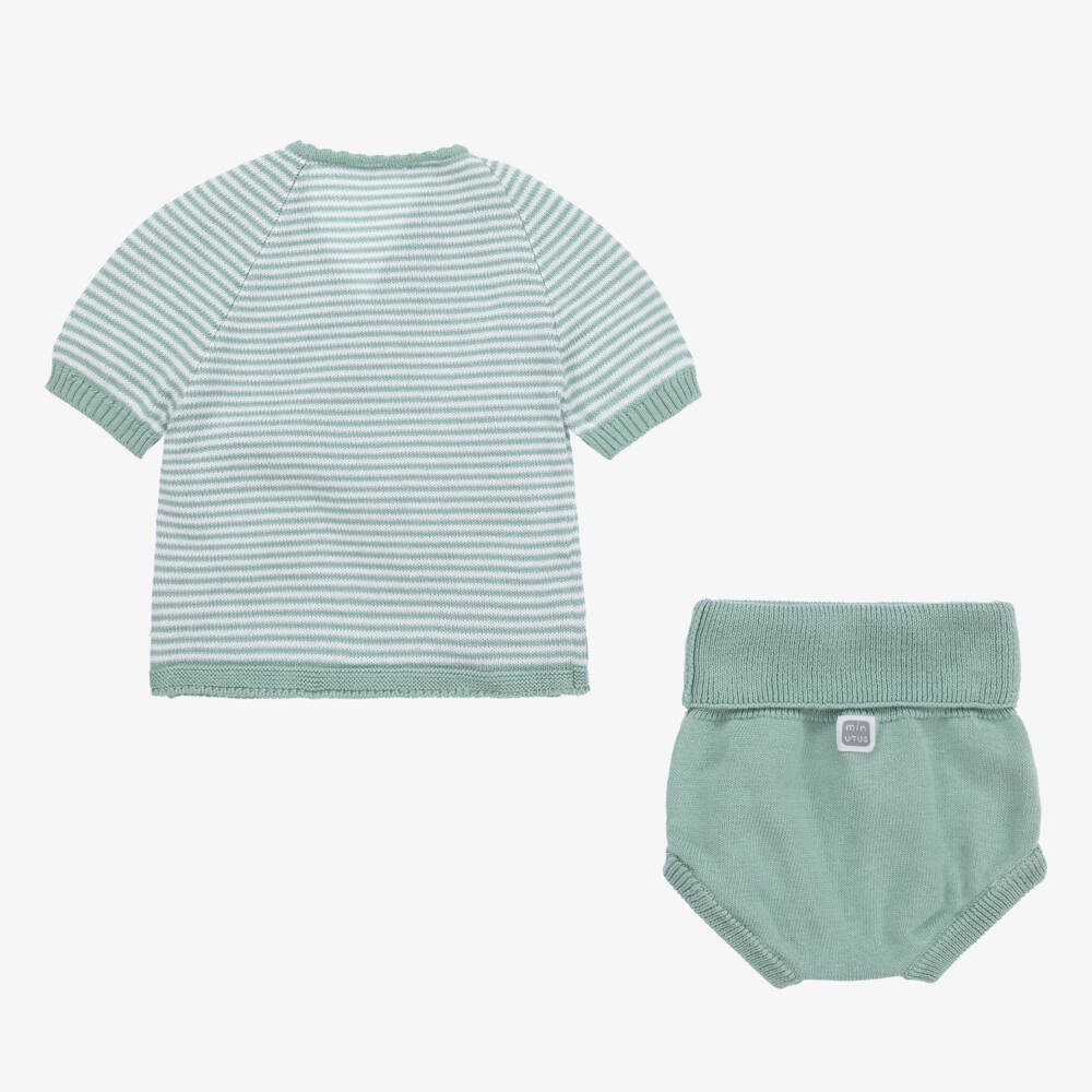 Minutus-Green Cotton Baby Shorts Set | Childrensalon Outlet