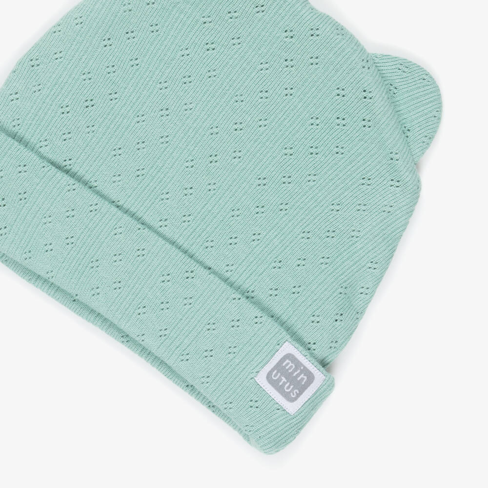 Minutus-Green Cotton Pointelle Jersey Knit Hat | Childrensalon Outlet