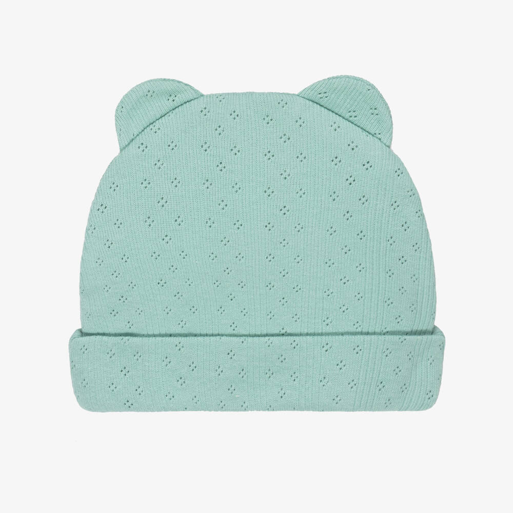Minutus-Green Cotton Pointelle Jersey Knit Hat | Childrensalon Outlet