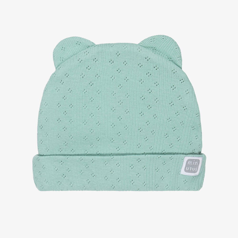 Minutus-Green Cotton Pointelle Jersey Knit Hat | Childrensalon Outlet