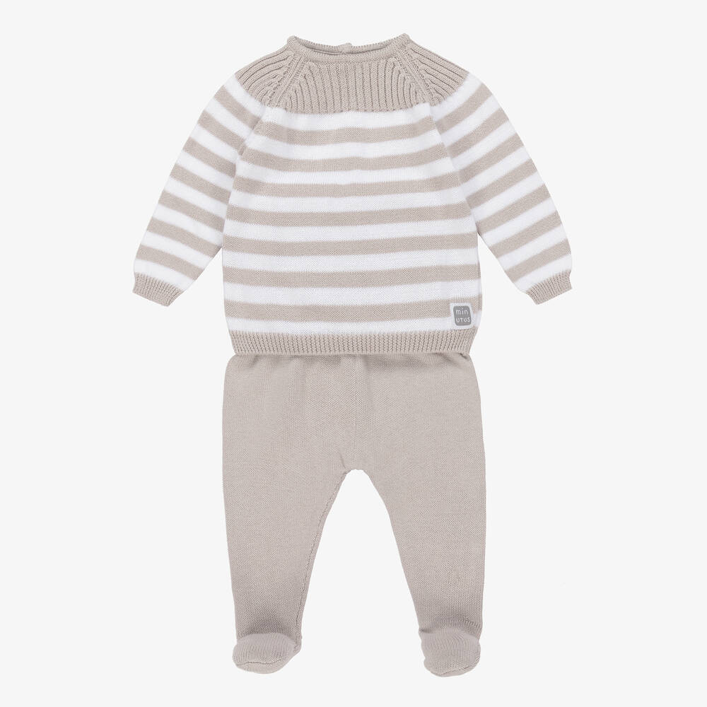 Minutus-Cерый хлопковый комбинезон из двух частей | Childrensalon Outlet