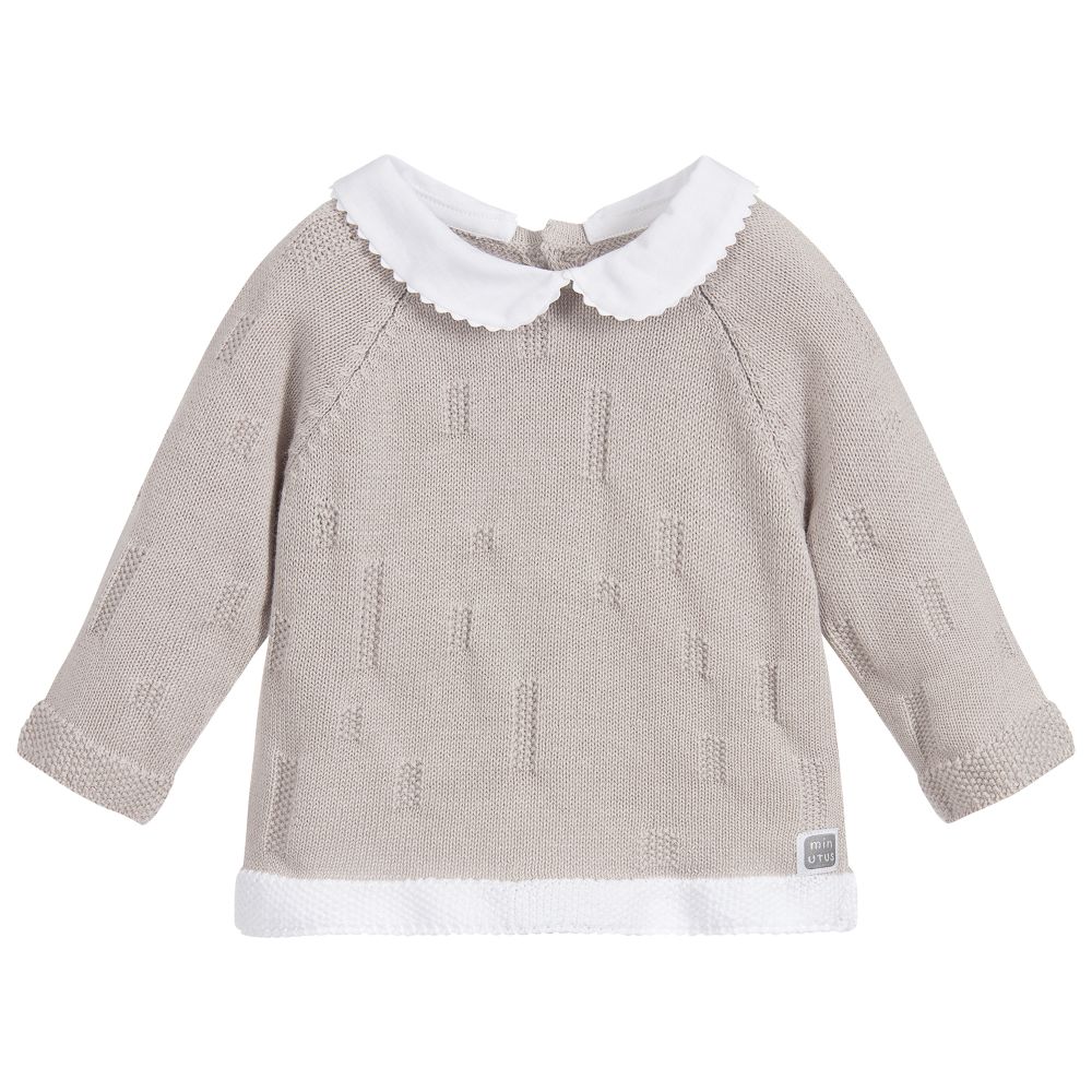 Minutus - Pull gris en tricot Bébé | Childrensalon