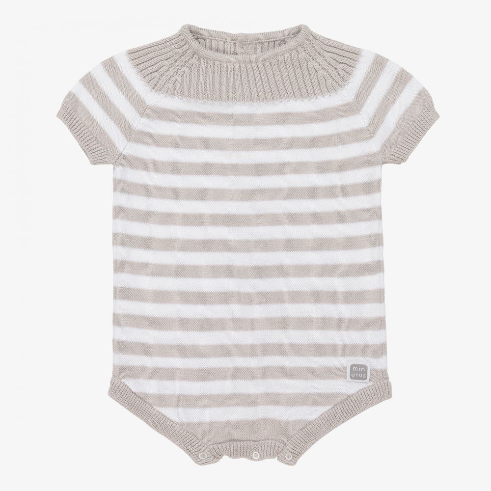 Minutus - Grey & White Knit Baby Shortie | Childrensalon