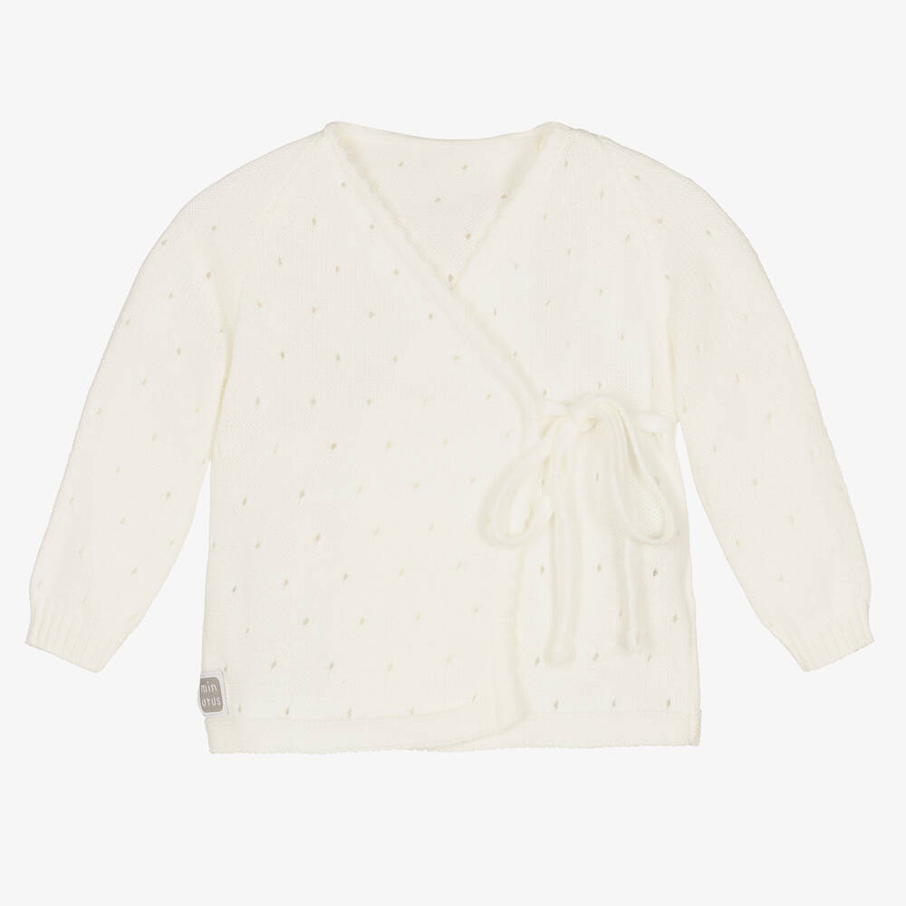 Minutus-Ivory Cotton Knit Baby Cardigan | Childrensalon Outlet