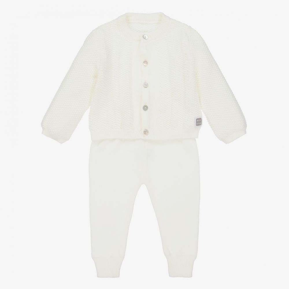Minutus-Ivory Knit Baby Trouser Set | Childrensalon Outlet