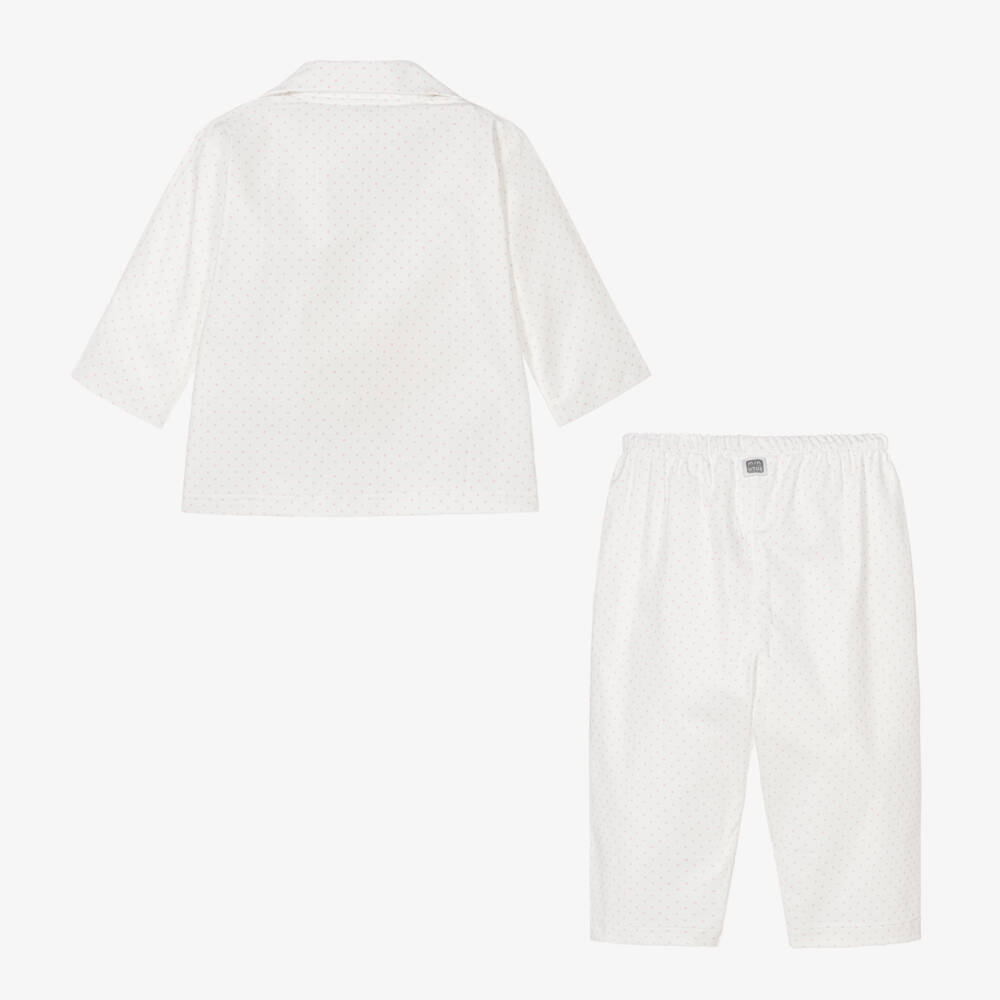 Minutus-Ivory & Pink Cotton Star Baby Pyjamas | Childrensalon Outlet