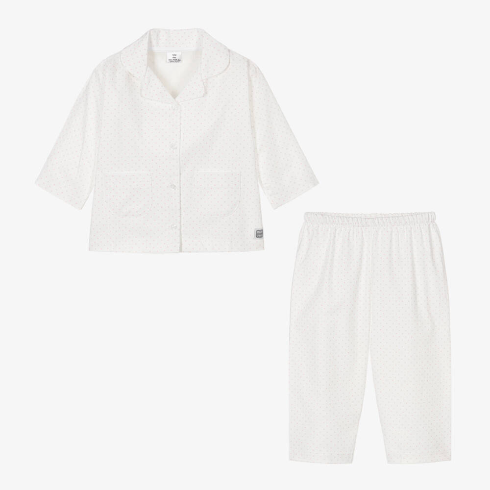 Minutus-Ivory & Pink Cotton Star Baby Pyjamas | Childrensalon Outlet
