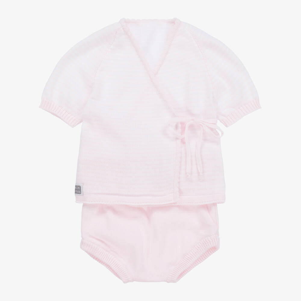 Minutus-Pink Cotton Baby Shorts Set | Childrensalon Outlet