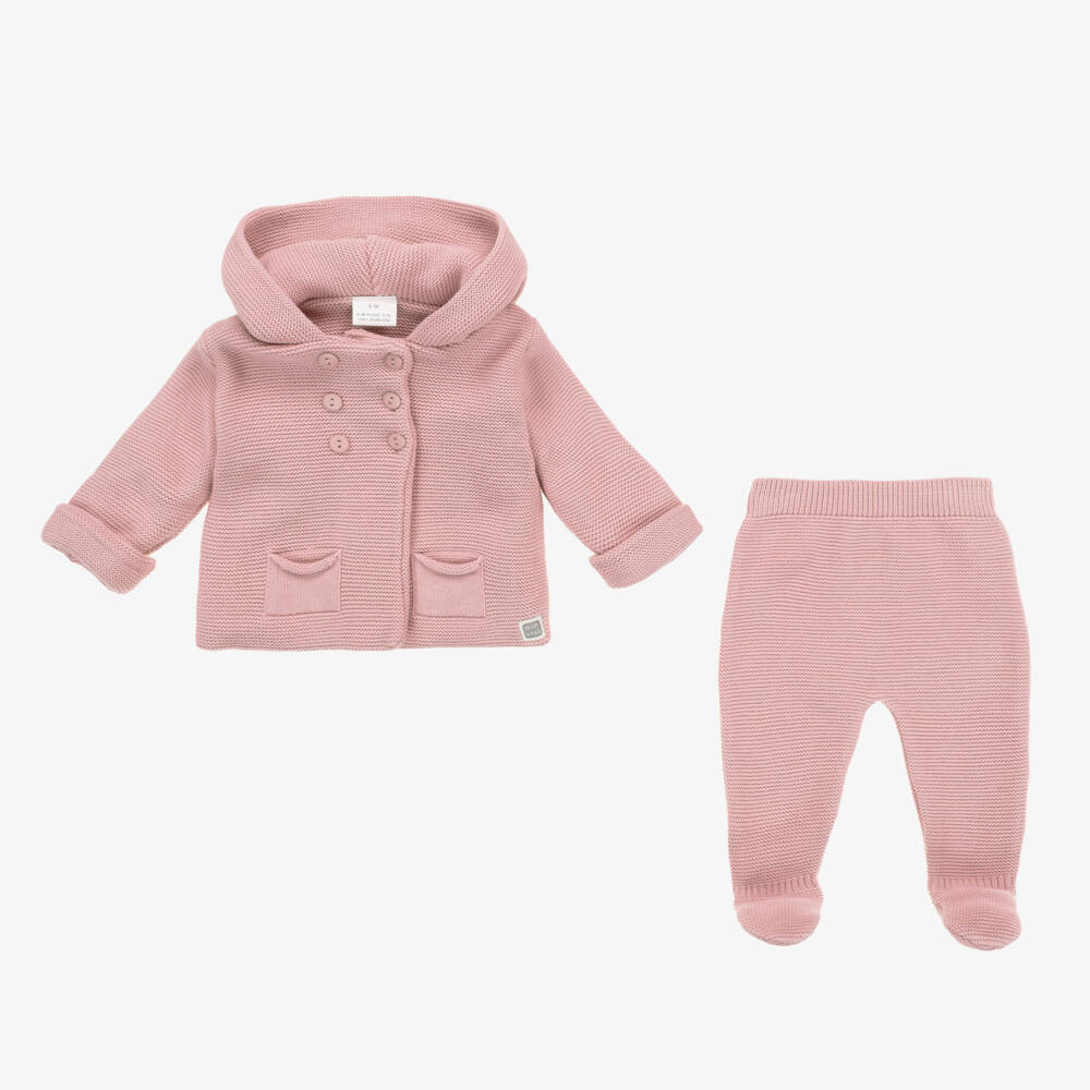 Minutus-Pink Hooded Pram Coat & Trouser Set | Childrensalon Outlet