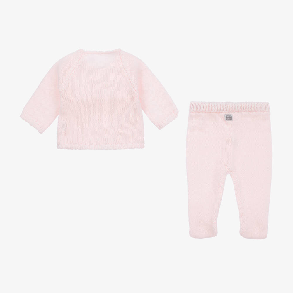 Minutus-Pink Knit 2 Piece Babygrow | Childrensalon Outlet