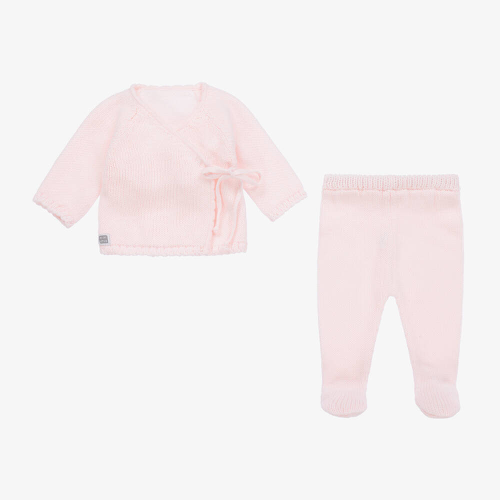 Minutus-Pink Knit 2 Piece Babygrow | Childrensalon Outlet