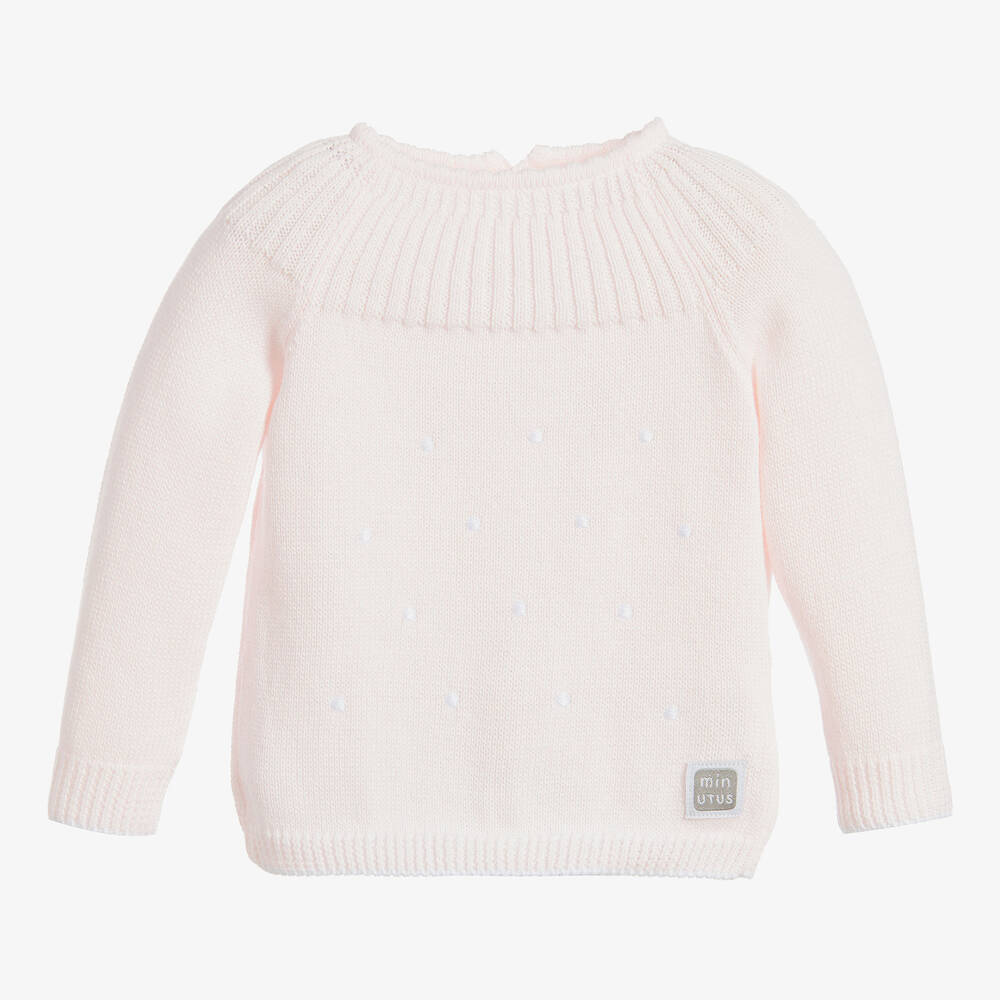 Minutus - Pink Knitted Baby Sweater  | Childrensalon