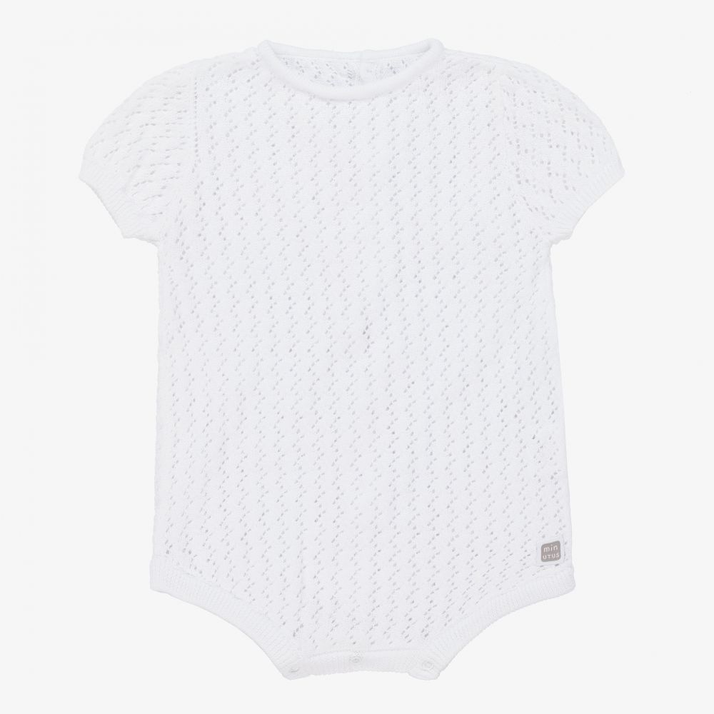 Minutus-White Cotton Knit Baby Shortie | Childrensalon Outlet