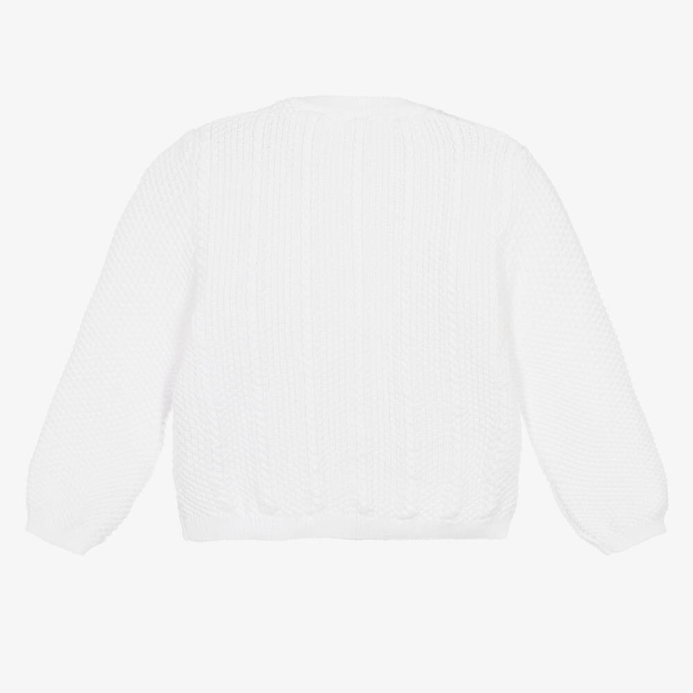 Minutus-كارديغان أبيض محبوك من القطن النقي للرضع | Childrensalon Outlet