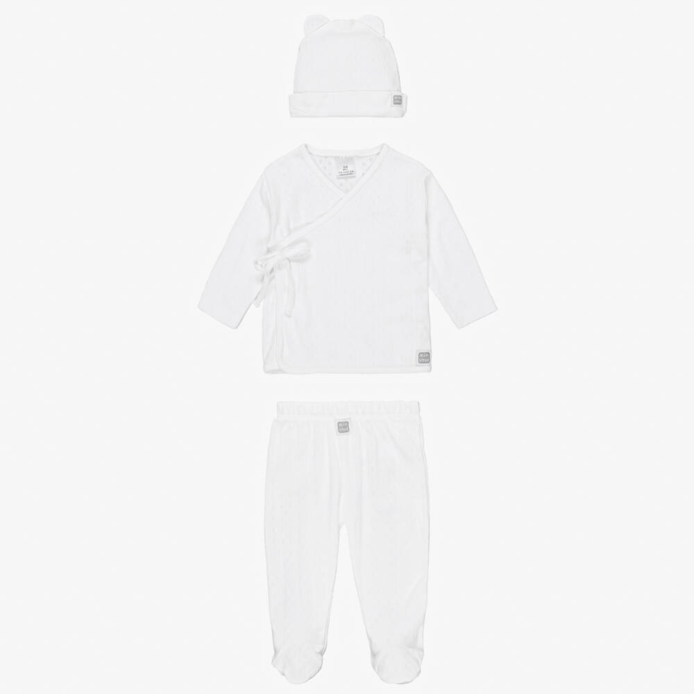 Minutus-White Pointelle Babysuit Set | Childrensalon Outlet