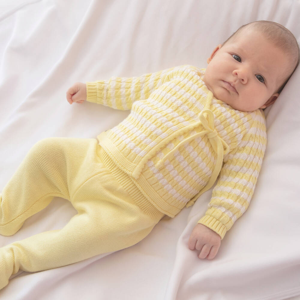 Minutus-Yellow Knit 2 Piece Babygrow | Childrensalon Outlet